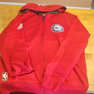 Adidas Red NBA Philadelphia 76ers Zip Up Jacket Mens